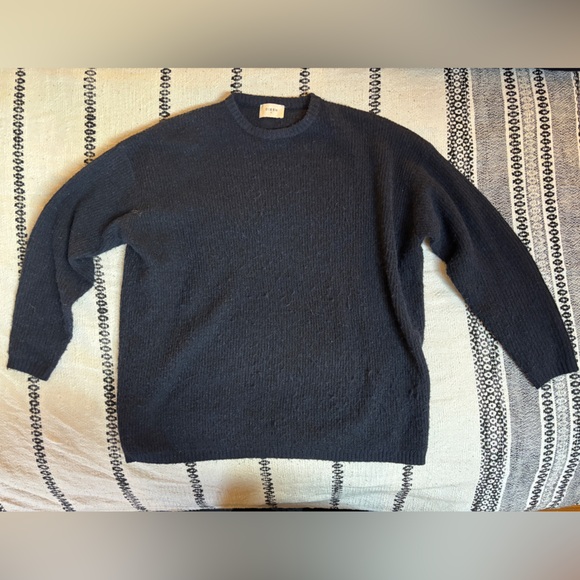 Dissh Oversized Crew Neck Long Sleeves Boucle Sweater Navy Ink Blue - Size Small - Picture 2 of 9